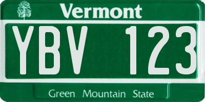 VT license plate YBV123