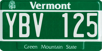 VT license plate YBV125