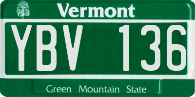 VT license plate YBV136