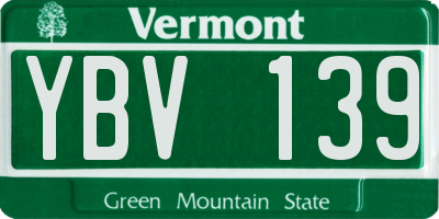VT license plate YBV139