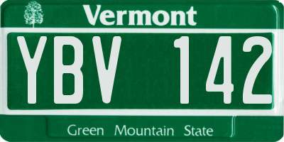 VT license plate YBV142