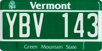 VT license plate YBV143