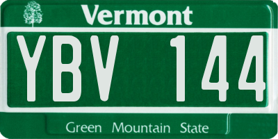 VT license plate YBV144