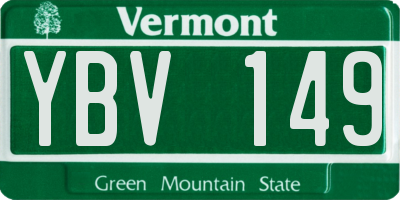 VT license plate YBV149