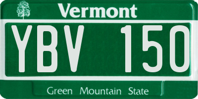 VT license plate YBV150