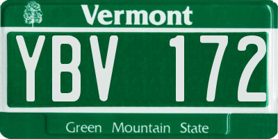 VT license plate YBV172