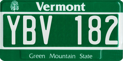 VT license plate YBV182