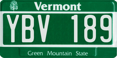 VT license plate YBV189