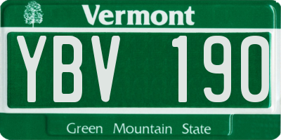 VT license plate YBV190