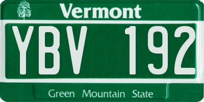 VT license plate YBV192