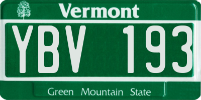VT license plate YBV193