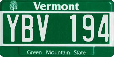 VT license plate YBV194