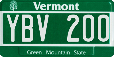 VT license plate YBV200