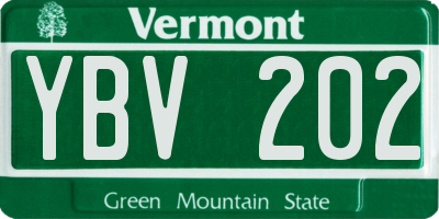 VT license plate YBV202