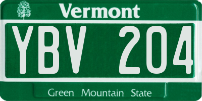 VT license plate YBV204