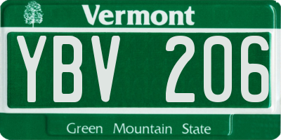 VT license plate YBV206