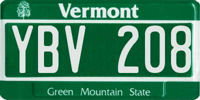 VT license plate YBV208
