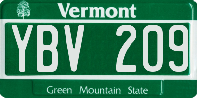 VT license plate YBV209