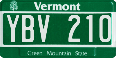 VT license plate YBV210