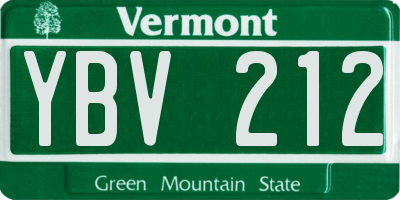 VT license plate YBV212
