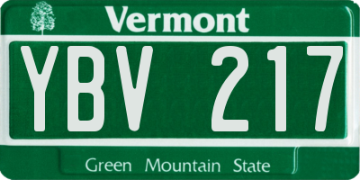 VT license plate YBV217