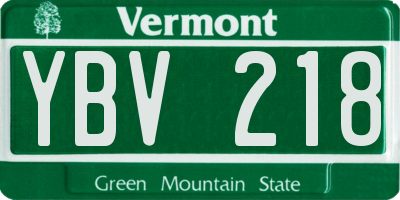 VT license plate YBV218