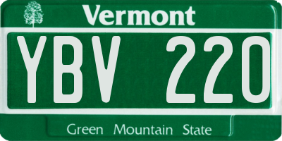 VT license plate YBV220