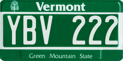 VT license plate YBV222