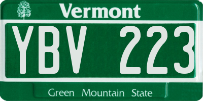 VT license plate YBV223