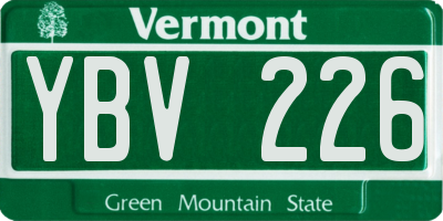 VT license plate YBV226