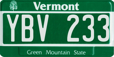 VT license plate YBV233
