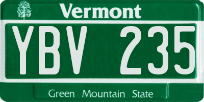 VT license plate YBV235