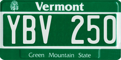 VT license plate YBV250