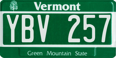 VT license plate YBV257