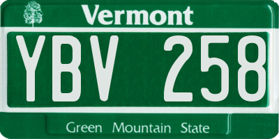 VT license plate YBV258