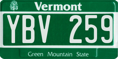 VT license plate YBV259