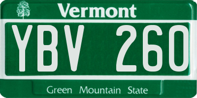 VT license plate YBV260