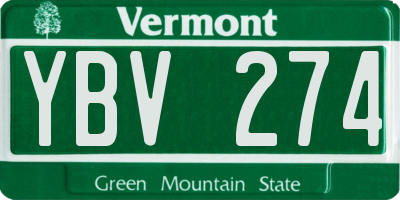VT license plate YBV274