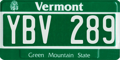 VT license plate YBV289
