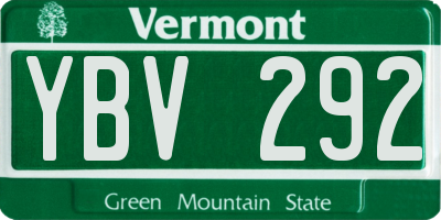 VT license plate YBV292