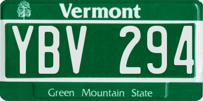VT license plate YBV294