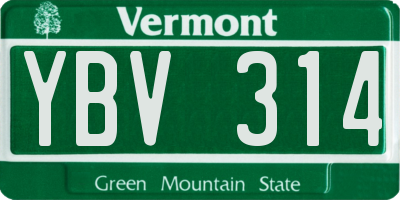 VT license plate YBV314
