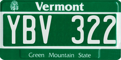 VT license plate YBV322