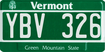 VT license plate YBV326