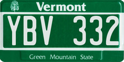 VT license plate YBV332