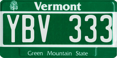 VT license plate YBV333