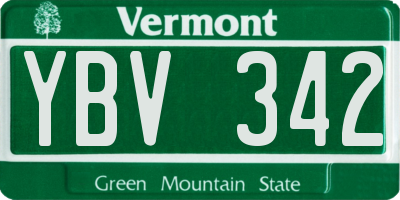 VT license plate YBV342