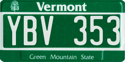 VT license plate YBV353
