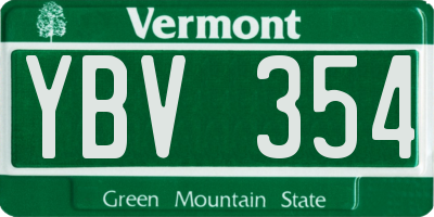 VT license plate YBV354