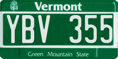 VT license plate YBV355